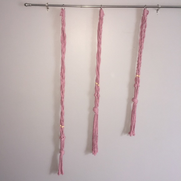 Macrame Succulent Plant Vase Wall Hanging PINK Set of THREE Self made Homemade - Picture 6 of 8